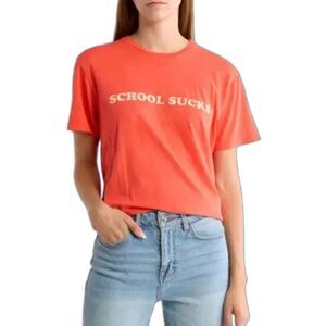 MOTHER Orange School Sucks The Rowdy T Shirt Tee Top  Women's Size Large